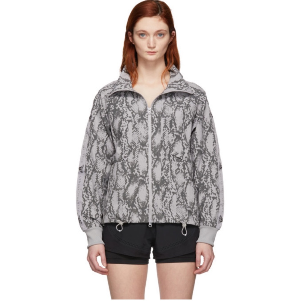 Adidas by Stella McCartney Grey Snake Print Performance Windbreaker Track Jacket